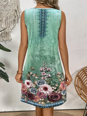 Catherine™ Floral Print Notched Neck Dress