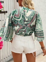 Selena™ | Paisley Print Knot Front Blouse