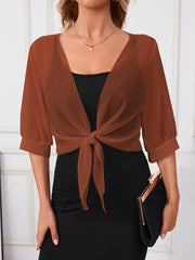 Sofia™ | Tie Front Semi-Sheer Blouse