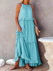 Sophronia™ | Halter Ruffle Maxi Dress