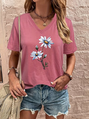 Eden™ Summer Floral Print V-Neck T-Shirt