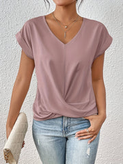 Amanda™ | Summer Chic Knot V-Neck T-Shirt