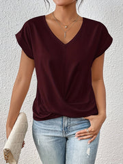 Amanda™ | Summer Chic Knot V-Neck T-Shirt