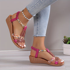 Sophia™ Rhinestone Boho Wedge Sandals