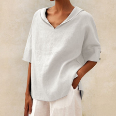 Amara™ | Women's V-Neck Casual Linen Shirt