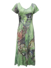 LUNA™ | Butterfly Print V-Neck Casual Dress