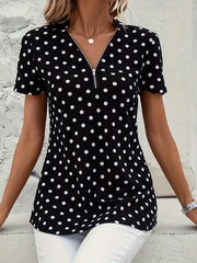 Diana™ | Polka Dots Print V-Neck Blouse