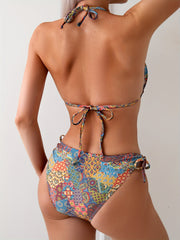 Maya™ | Ethnic Print Halter Tie Bikini Set