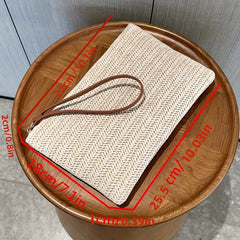 Straw Woven Clutch Bag, Trendy Braided Waist Purse, Women's Zipper Handbags For Phone Coin Key