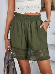 Elena™ | Lace Trim Paper Bag Waist Shorts