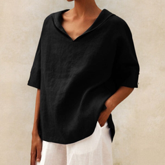 Amara™ | Women's V-Neck Casual Linen Shirt