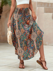 Esme™ | Paisley Print Shirred High-Waist Skirt