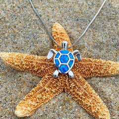 Oceanic™ | Sea Turtle Necklace + Earrings Set in Opal and Silver