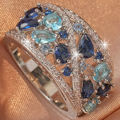 Elara™ | Vintage Blue Zirconia Ring