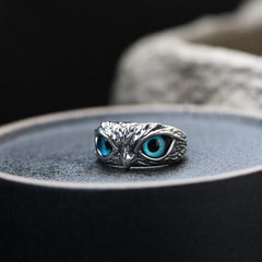 Owl of Good Luck™ | Adjustable Silver and Opal Ring