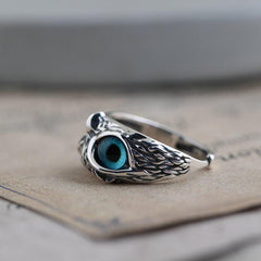 Owl of Good Luck™ | Adjustable Silver and Opal Ring