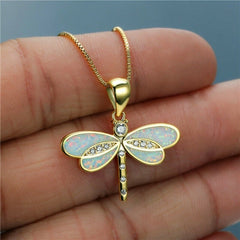 Dragonfly™ | Gold Necklace with Opal