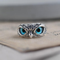 Owl of Good Luck™ | Adjustable Silver and Opal Ring