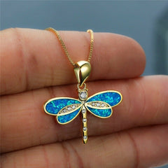 Dragonfly™ | Gold Necklace with Opal