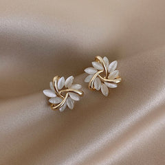 Opal™ | Luxury White Opal Earrings in Gold