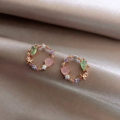 Amouria™ | Crystal Floral Earrings in Rose Gold