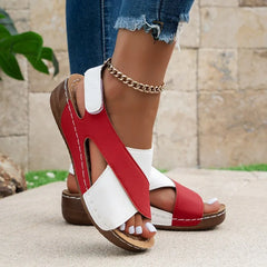 Evelyn™ | Contrast Color Wedge Sandals