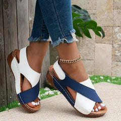 Evelyn™ | Contrast Color Wedge Sandals