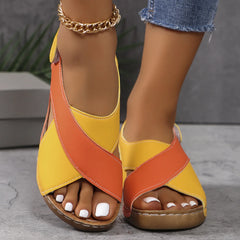 Evelyn™ | Contrast Color Wedge Sandals