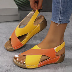 Evelyn™ | Contrast Color Wedge Sandals