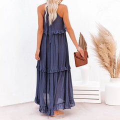 Sophronia™ | Halter Ruffle Maxi Dress