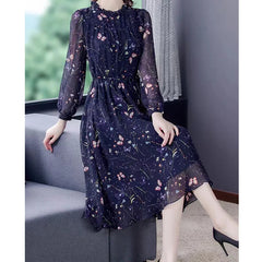 Isabella™ | Floral Print Long Sleeve A-line Dress