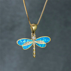 Dragonfly™ | Gold Necklace with Opal