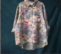 Diana™ | Casual Floral Print Round Neck Blouse