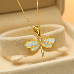 Dragonfly™ | Gold Necklace with Opal