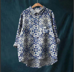 Diana™ | Casual Floral Print Round Neck Blouse