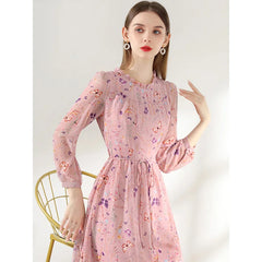 Isabella™ | Floral Print Long Sleeve A-line Dress