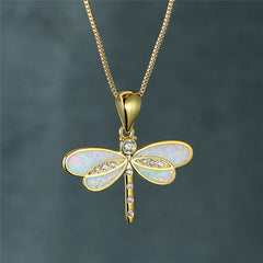 Dragonfly™ | Gold Necklace with Opal