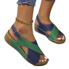 Evelyn™ | Contrast Color Wedge Sandals