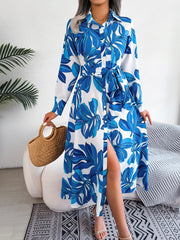 Chloe™ | Casual Floral Print Long Sleeve Maxi Shirt Dress