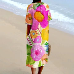 Sophie™ | Floral Printed Lapel Maxi Dress