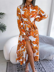 Chloe™ | Casual Floral Print Long Sleeve Maxi Shirt Dress