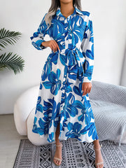 Chloe™ | Casual Floral Print Long Sleeve Maxi Shirt Dress