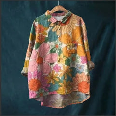 Diana™ | Casual Floral Print Round Neck Blouse