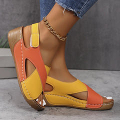 Evelyn™ | Contrast Color Wedge Sandals