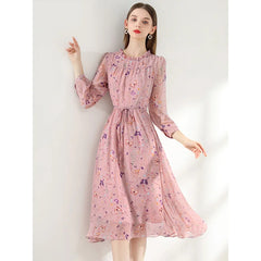 Isabella™ | Floral Print Long Sleeve A-line Dress