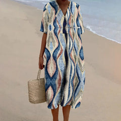 Isla™ | Geometric Striped Contrast Beach Dress