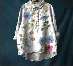 Diana™ | Casual Floral Print Round Neck Blouse