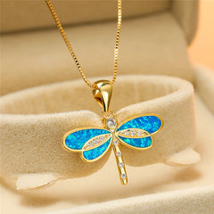 Dragonfly™ | Gold Necklace with Opal