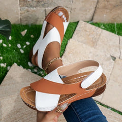 Evelyn™ | Contrast Color Wedge Sandals