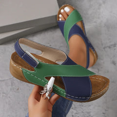 Evelyn™ | Contrast Color Wedge Sandals